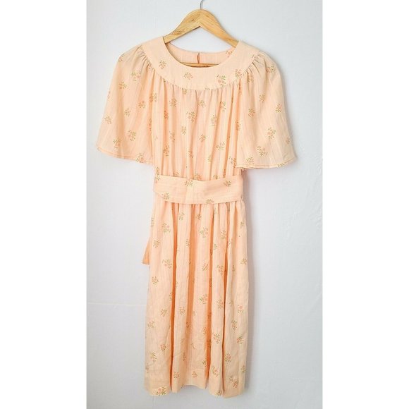 "Handmade" Dresses & Skirts - Handmade Cottage Prairie Pink Peach Midi Dress Flo